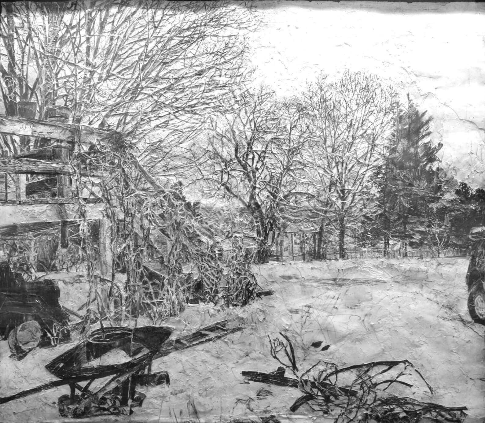 Stanley Lewis, View from Studio Window, 2003-4, graphite on paper, approx. 45 x 51 inches (From the Louis-Dreyfus Family Collection, courtesy of The William Louis-Dreyfus Foundation Inc.)
