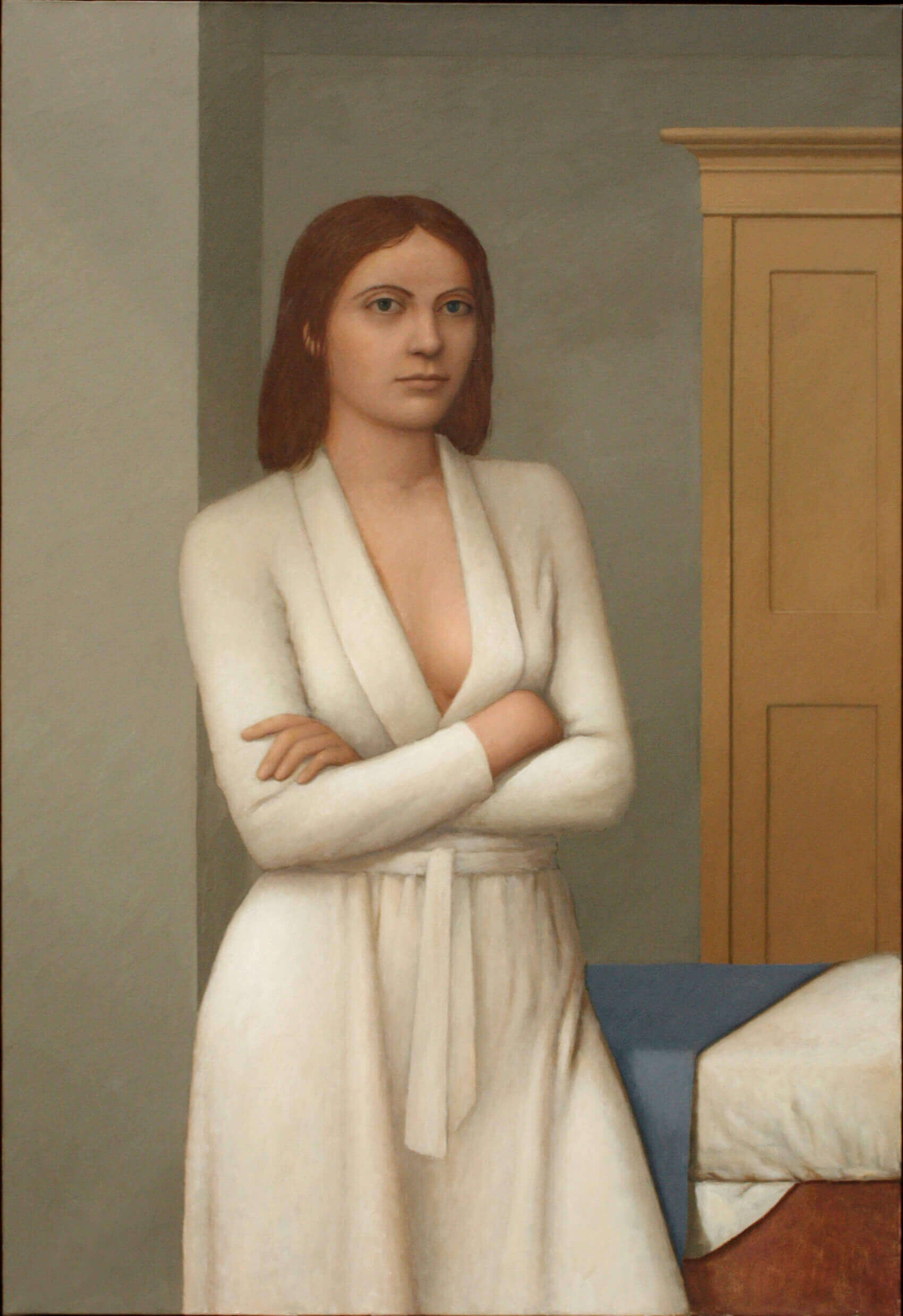 William Bailey, White Robe, 2007-8, oil on linen, 51 1/4 x 35 1/8 inches (courtesy of the artist and Betty Cuningham Gallery)