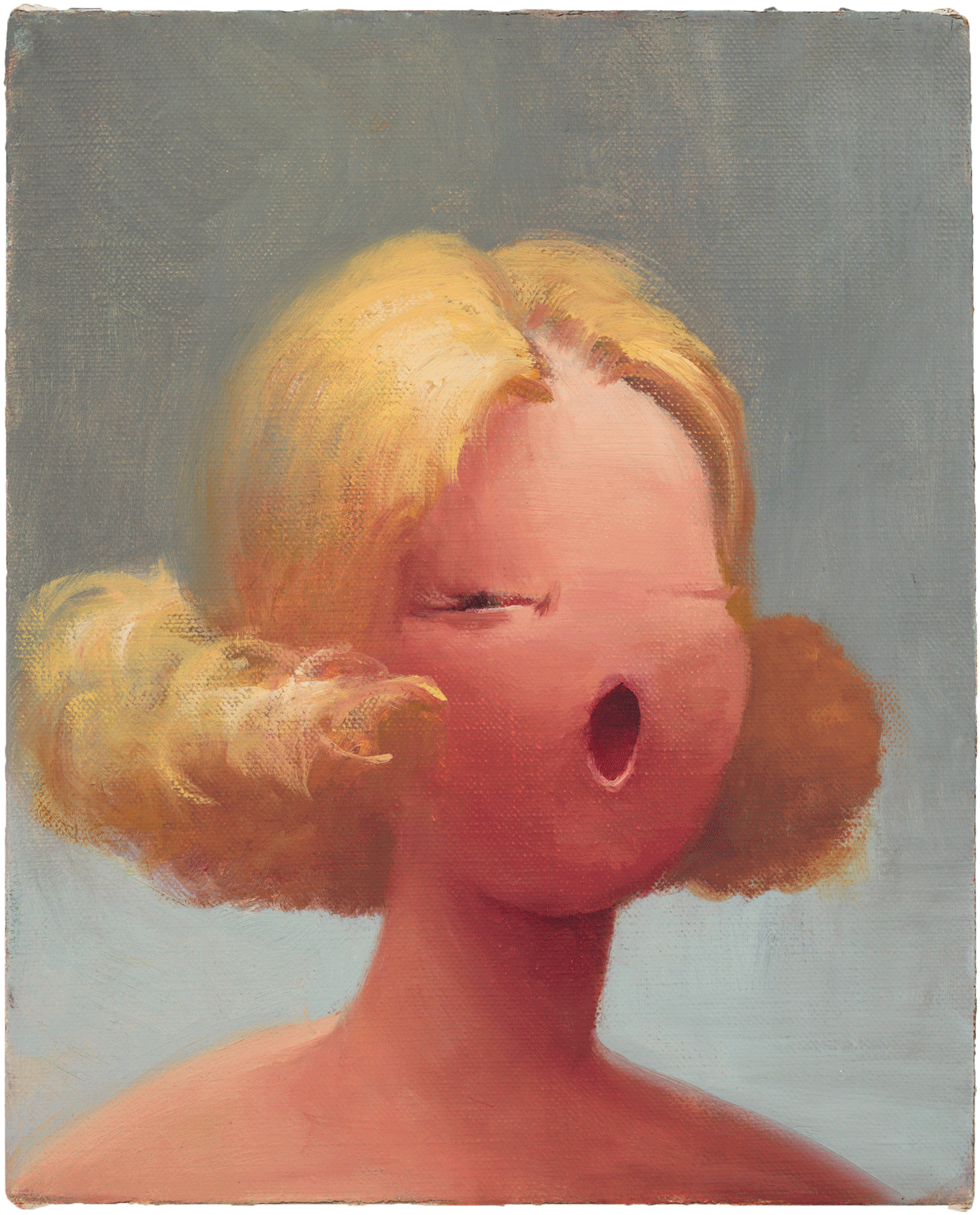 Lisa Yuskavage, Oh 2, 1995, oil on linen, 10 x 8 inches (Private Collection, Milan, image courtesy of David Zwirner Gallery)