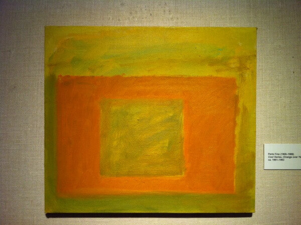 Perle Fine, Cool Series, (Orange over Yellow), ca. 1961-1963, oil on canvas, 14 x 16 inches (courtesy Spanierman Gallery)