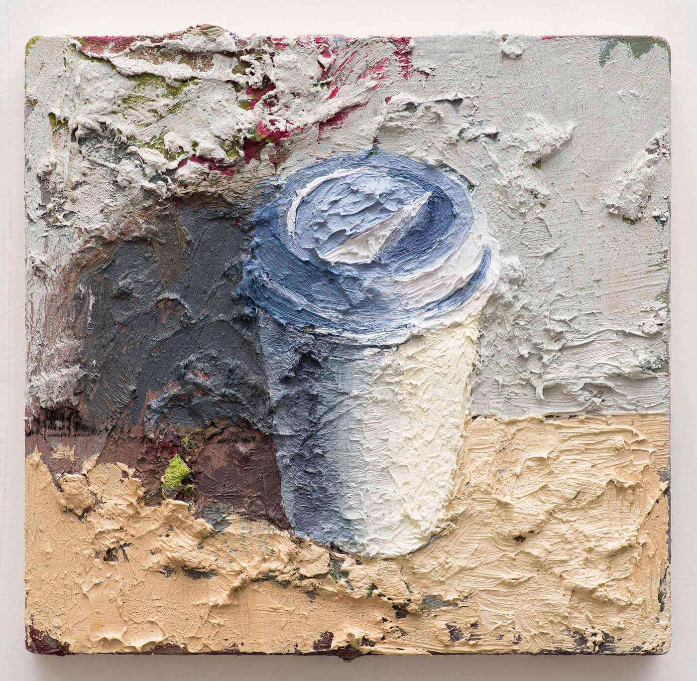 Avital Burg, Snow paper cup, 2021, oil on wood, 8 x 8.25 inches (courtesy of the artist)