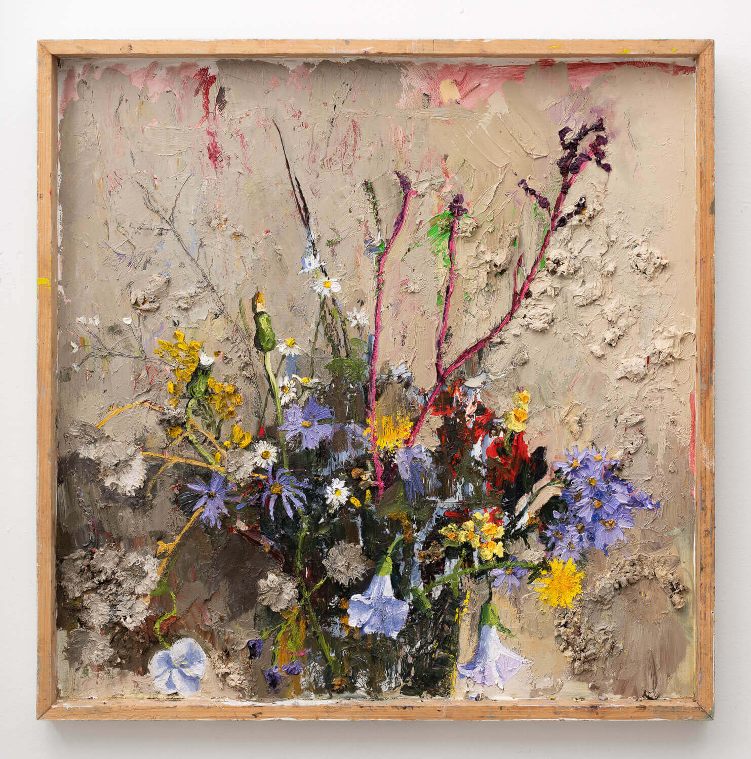 Avital Burg, Late fall flowers 2020, oil on wood, 30 x 30 inches (courtesy of the artist)