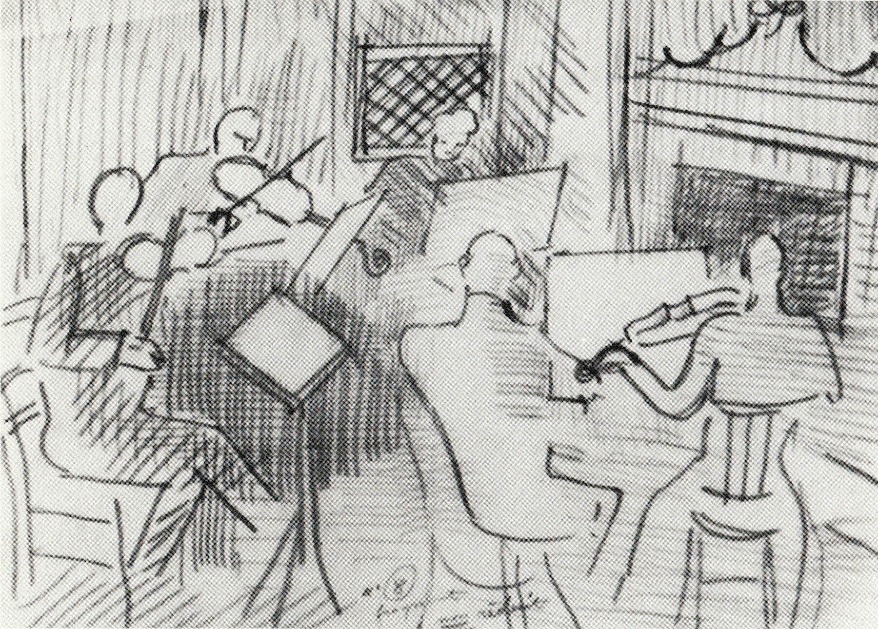 Raoul Dufy, Le Quintette, c.1941, pencil, 25 x 34 cm, 9 ⅞ x 13 ⅜ inches