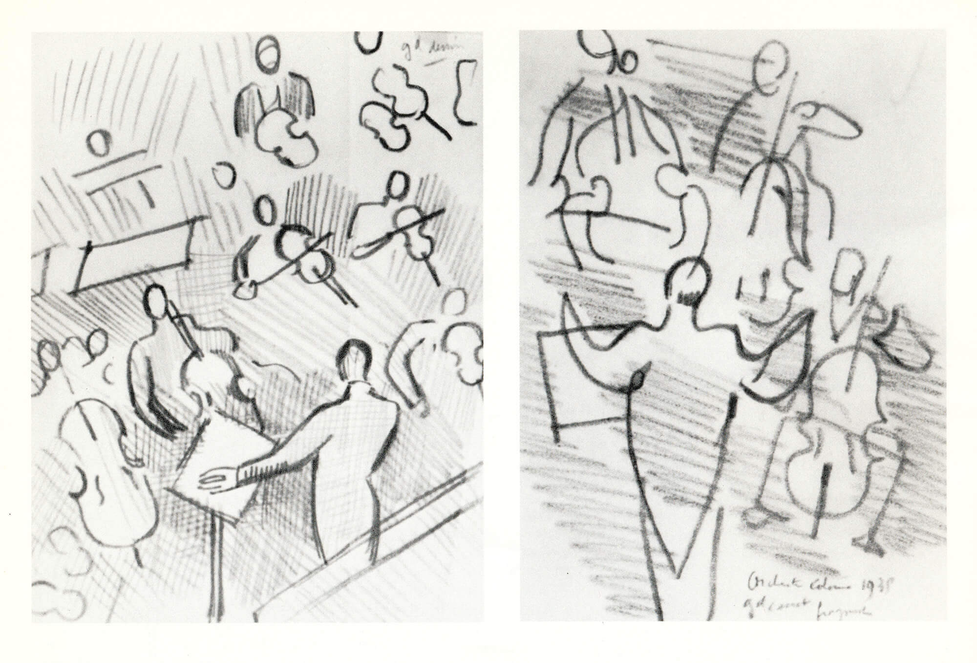 Raoul Dufy, Orchestre drawings, c. 1935, pencil