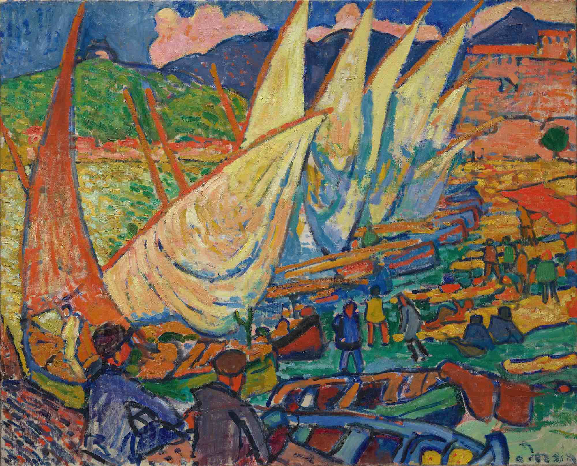 André Derain, Fishing Boats, Collioure, 1905, oil on canvas, 31 7/8 x 39 3/8 inches (Metropolitan Museum of Art, New York © 2023 Artists Rights Society, New York / ADAGP Paris)
